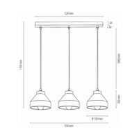 Tristan Pendant Lamp 3xE14 Max.40W Oiled Oak/Black/Grey 1929374