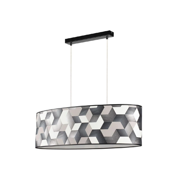 Espacio Pendant Lamp 2xE27 Max.40W Black Metal/Transparent PVC Cable/Multicolor Wallpaper 17480204