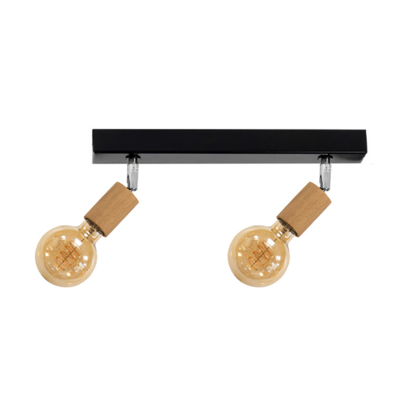 Elmin Ceiling Lamp 2xE27 Max.25W Oiled Oak/Black Metal