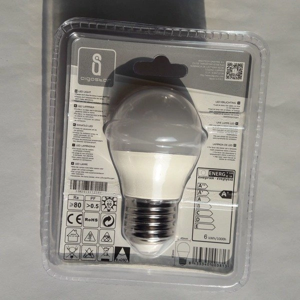 Ball bulb G45 E27 6W Warm 3000K