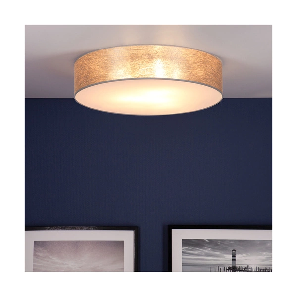 Nevoa Ceiling Lamp 4xE27 Max.25W White Metal/Silver Fabric Shade 47934802