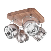 Ball Wood Ceiling Lamp Incl. 4xGU10 6W LED Oiled Oak/Satin Metal/Chrome Metal 5031474