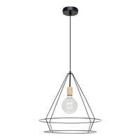Casa Triango Pendant Lamp 1xE27 Max.60W Oiled Oak/Black Metal/Black PVC Cable 177419104