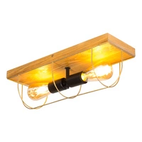 Netuno Wall/Ceiling Lamp 2xE27 Max.15W LED Stained Pine Brown/Black Metal/Gold Metal 92013251