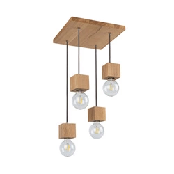 Trongo Square Pendant Lamp 4xE27 Max.60W Oiled Oak/Anthracite/Braided 7161474