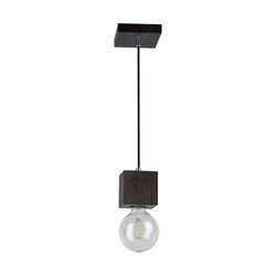 Trongo Square Pendant Lamp 1xE27 Max.60W Walnut Beech Wood/Black Fabric Cable 7169176