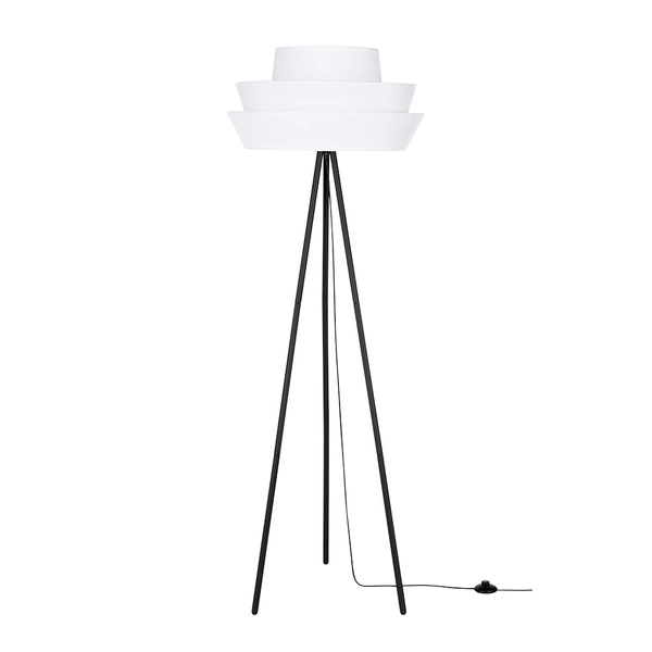 Amar Floor Lamp 1xE27 Max.40W Black Metal/Black PVC Cable/White Fabric Shade 12650104