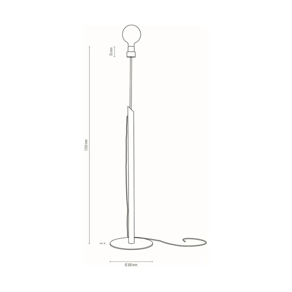 Solange Lampa podłogowa 1xE27 Max.60W Dąb olejowany/Czarny metal/Czarny kabel z tkaniny 7541904