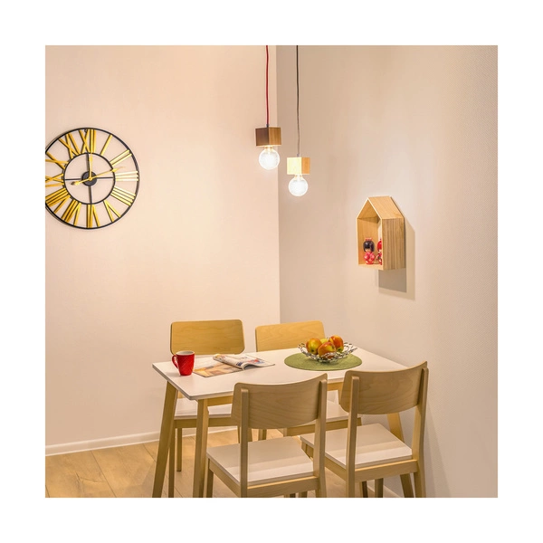 Trongo Square Pendant Lamp 1xE27 Max.60W Oiled Oak/Anthracite Fabric Cable 7161174