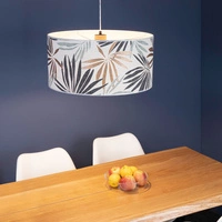 Hoja Pendant Lamp 1xE27 Max.60W Oiled Oak/Transparent PVC Cable/Multicolor Wallpaper 16470174