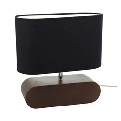 Marinna Table Lamp 1xE27 Max.25W Walnut Beech Wood/Transparent PVC Cable/Black Fabric Shade