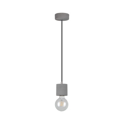 Mocna lampa wisząca 1xE27 Max.60W Szary beton/Czarny kabel z tkaniny