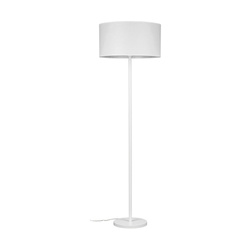 Lampa podłogowa Amor 1xE27 maks. 60W biały metal/przezroczysty kabel PVC/szary klosz z tkaniny