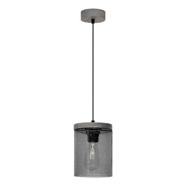 Monsun Pendant Lamp 1xE27 Max.60W Stained Pine Gray/Black PVC Cable/Smoked Glass 161859157