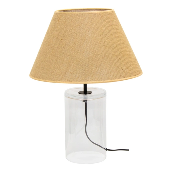 Jute Glass Table Lamp 1xE27 Max.40W Transparent/Black/Beige 779119110