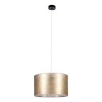 Nevoa Pendant Lamp 1xE27 Max.60W Black Metal/Transparent PVC Cable/Gold Fabric Shade 154940104
