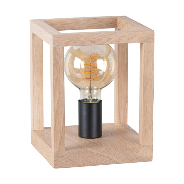 Lampa stołowa Kago 1xE27 Max.60W Dąb olejowany/Czarny metal/Czarny kabel z tkaniny 7154174