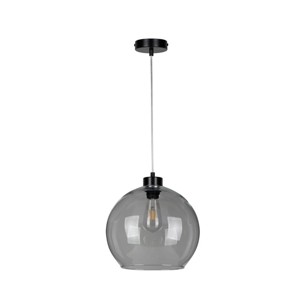 Canberra Pendant Lamp 1xE27 Max.60W Black Metal/Transparent PVC Cable/Smoked Glass 5500055