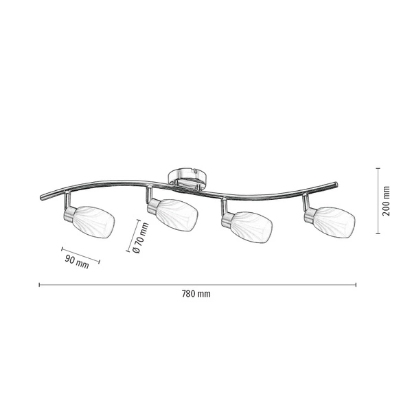Clea Ceiling Lamp Incl. 4xG9 Max.28W Patina Metal/Ecru Glass 2213411