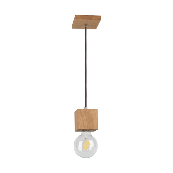 Trongo Square Pendant Lamp 1xE27 Max.60W Oiled Oak/Anthracite Fabric Cable 7161174