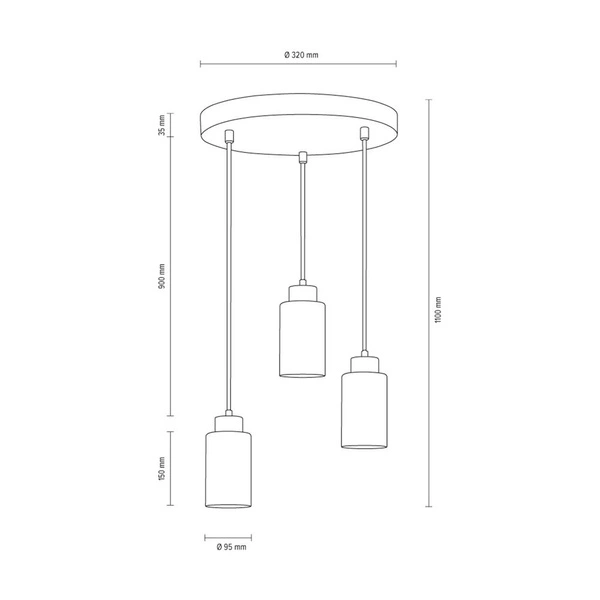 Karla Pendant Lamp 3xE27 Max.60W Gray/Transparent/Matte White 9160336R