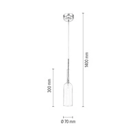 Lampa wisząca w kształcie butelki 1xLED zintegrowany 285lm 3000K 3W chromowany metal/przezroczysty kabel PVC/różowe szkło 1185113