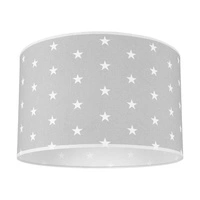 Lampshade Cylinder E27 H20 Gray-White Fabric with stars pattern A1320