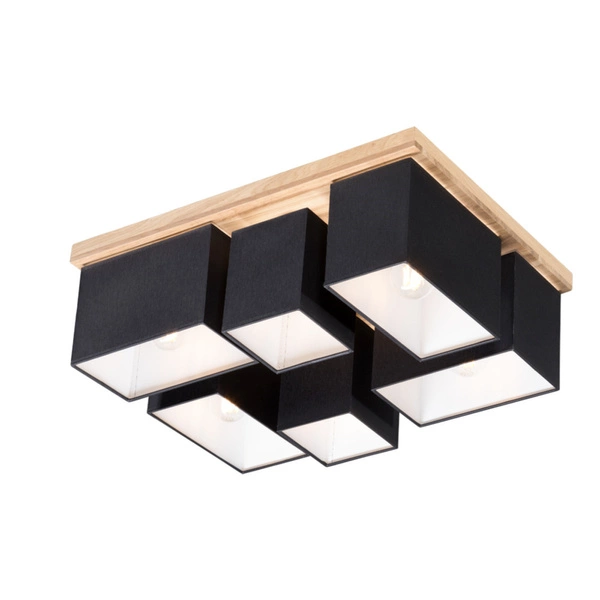 Paloma Ceiling Lamp 6xE27 Max.25W Oiled Oak/Black Fabric Shade 2454674