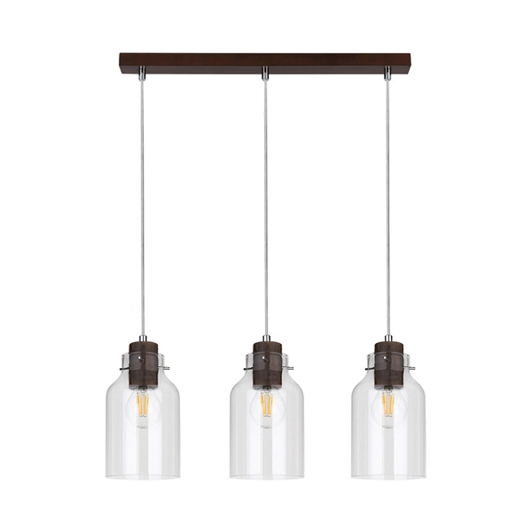 Alessandro Wood Pendant Lamp 3xE27 Max.60W Walnut/Transparent 1760376