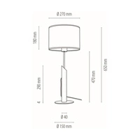 Lampa stołowa Punto 1xE27 Max.60W Dąb olejowany/Czarny metal/Czarny kabel z tkaniny/Tapeta wielokolorowa 862499104