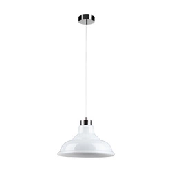 Avino Pendant Lamp 1xE27 Max.60W Chrome Metal/Transparent PVC Cable/White Glass 9874028