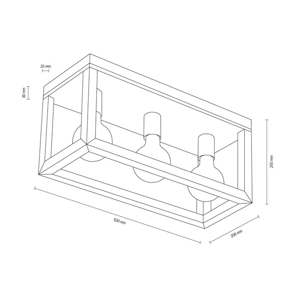 Kago Ceiling Lamp 3xE27 Max.60W Oiled Oak/Black Metal 9154374