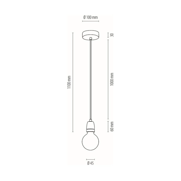 Porcia Pendant Lamp 1xE27 Max.60W White Metal/White Ceramics/Anthracite Fabric Cable 9181102