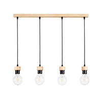 Clarte Wood Pendant Lamp 4xE27 Max.60W Oiled Oak/Black Metal/Black Fabric Cable 3274474