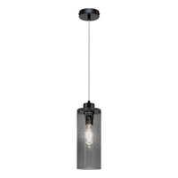 Zefir Pendant Lamp 1xE27 Max.60W Black Metal/Transparent PVC Cable/Smoked Glass 113870104