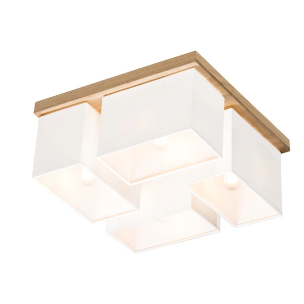 Paloma Ceiling Lamp 4xE27 Max.25W Oiled Oak/White Fabric Shade 2452474