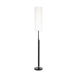 Eleganta Floor Lamp Incl. LED Integrated 1800lm+500lm 3000K 22W Black Matt Metal/Black Fabric Cable/White Fabric Shade 15921104