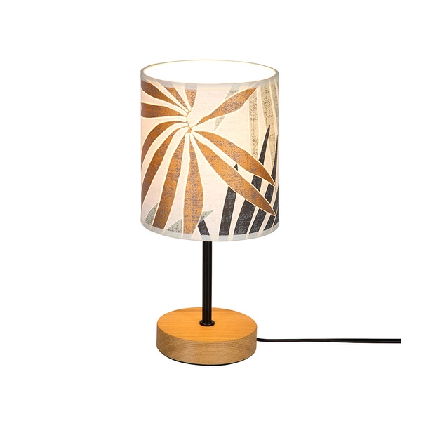 Lampa Stołowa Hoja 1xE27 Max.25W Dąb Olejowany/Czarny Kabel PCV/Tapeta Wielobarwna 77747974