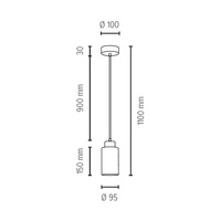 Lampa Wisząca Bosco 1xE27 Max.60W Dąb Olejowany/Antracytowy Kabel Tkaninowy/Biało-Czarne Szkło 1701174G0758