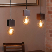 Trongo Square Pendant Lamp 3xE27 Max.60W Walnut/Black/Braided 7169376L