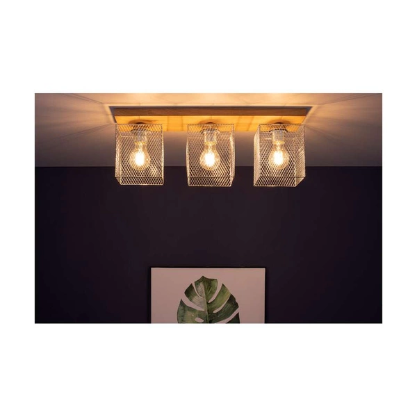 Norman Wood Ceiling Lamp 3xE27 Max.25W Oiled Oak/Chrome Metal 8175374