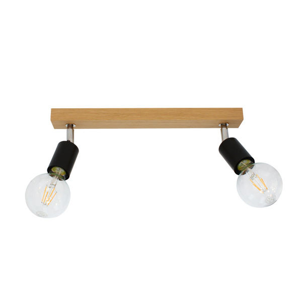 Elmo Ceiling Lamp 2xE27 Max.25W Oiled Oak/Black Metal