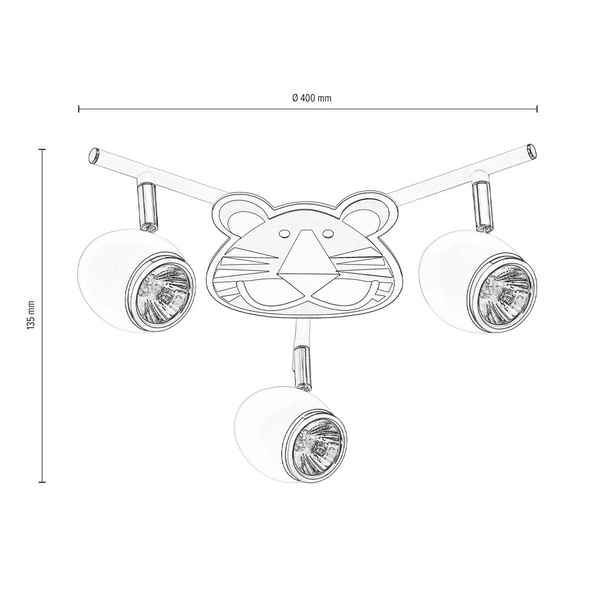 Lampa Sufitowa Lenny 3xGU10 Max.50W Biały Metal/Chrom Metal/Wielobarwny Materiał Syntetyczny ze Wzorem Tygrysa 2108302