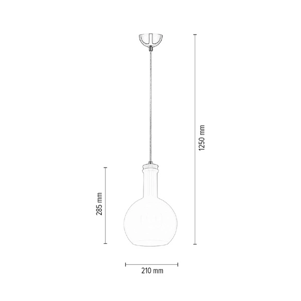 Bottles Pendant Lamp 1xE27 Max.60W Chrome Metal/White Fabric Cable/White Glass 1147102