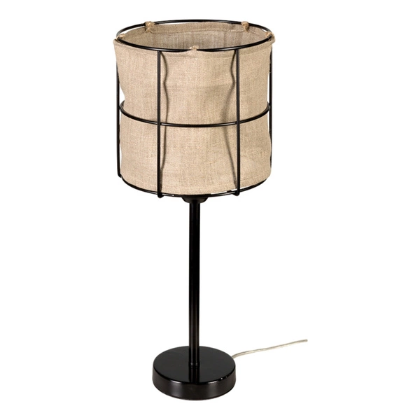 Marinero Table Lamp 1xE27 Max.15W LED Black Metal/Black PVC Cable/Beige Linen Shade 724420104