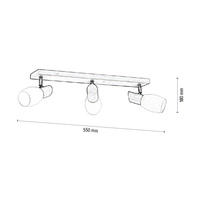 Birgit Ceiling Lamp 3xE14 Max.40W Birch Wood/White Glass 2036016920766