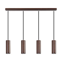 Pipe Pendant Lamp Incl. 4xGU10 LED 5W Walnut Beech Wood/Black Fabric Cable 1559476