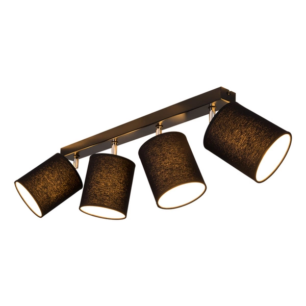 Aprillia Ceiling Lamp 4xE27 Max.25W Black Metal/Chrome Metal/Black Fabric Shade 56746404