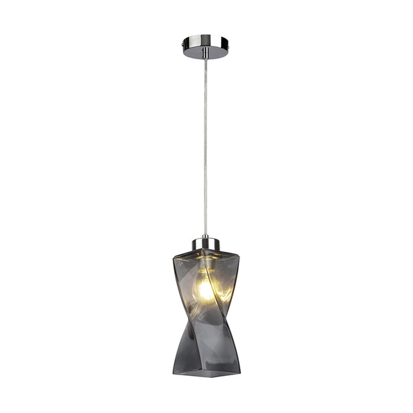 Twist Pendant Lamp 1xE27 Max.25W Chrome Metal/Transparent PVC Cable/Smoked Glass 13610128