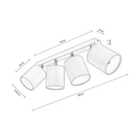 Lampa Sufitowa Mateo 4xE27 Max.25W Czarny Metal/Beżowa Tapeta 87800404